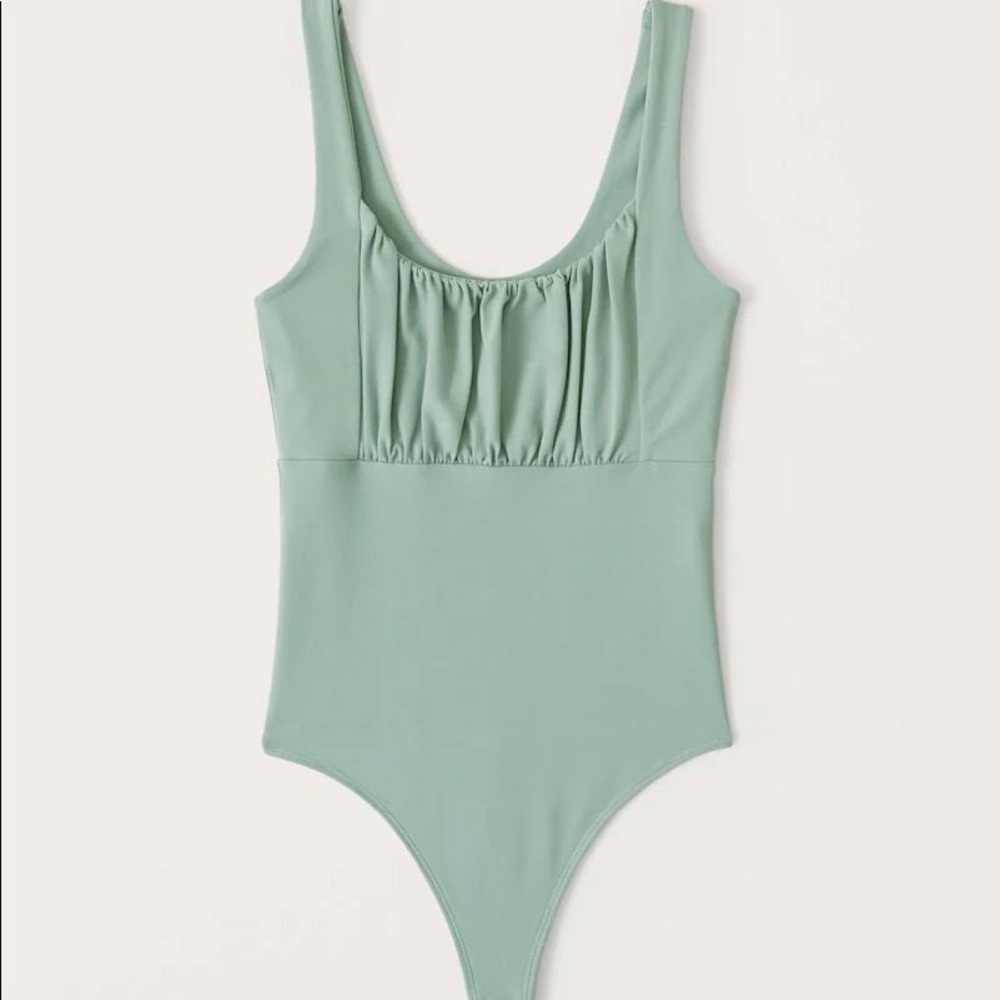 Abercrombie seamless ruched green bodysuit
